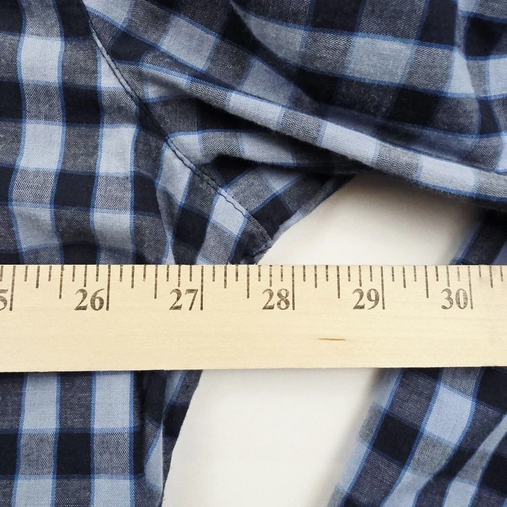Hanes Pajama Set‎ Mens 2XL Blue Black Check Button Front Sleepwear Lounge Casual
